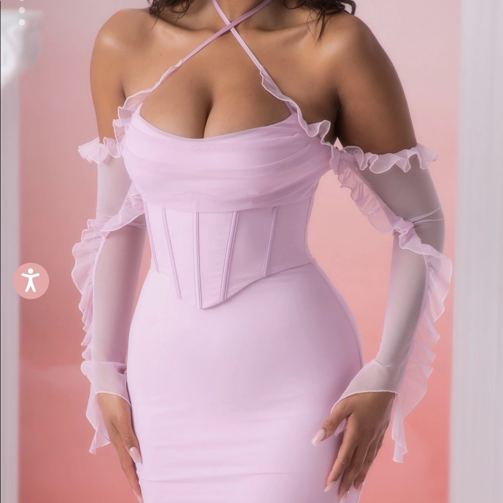 OH POLLY PINK FRLL MINI DRESS